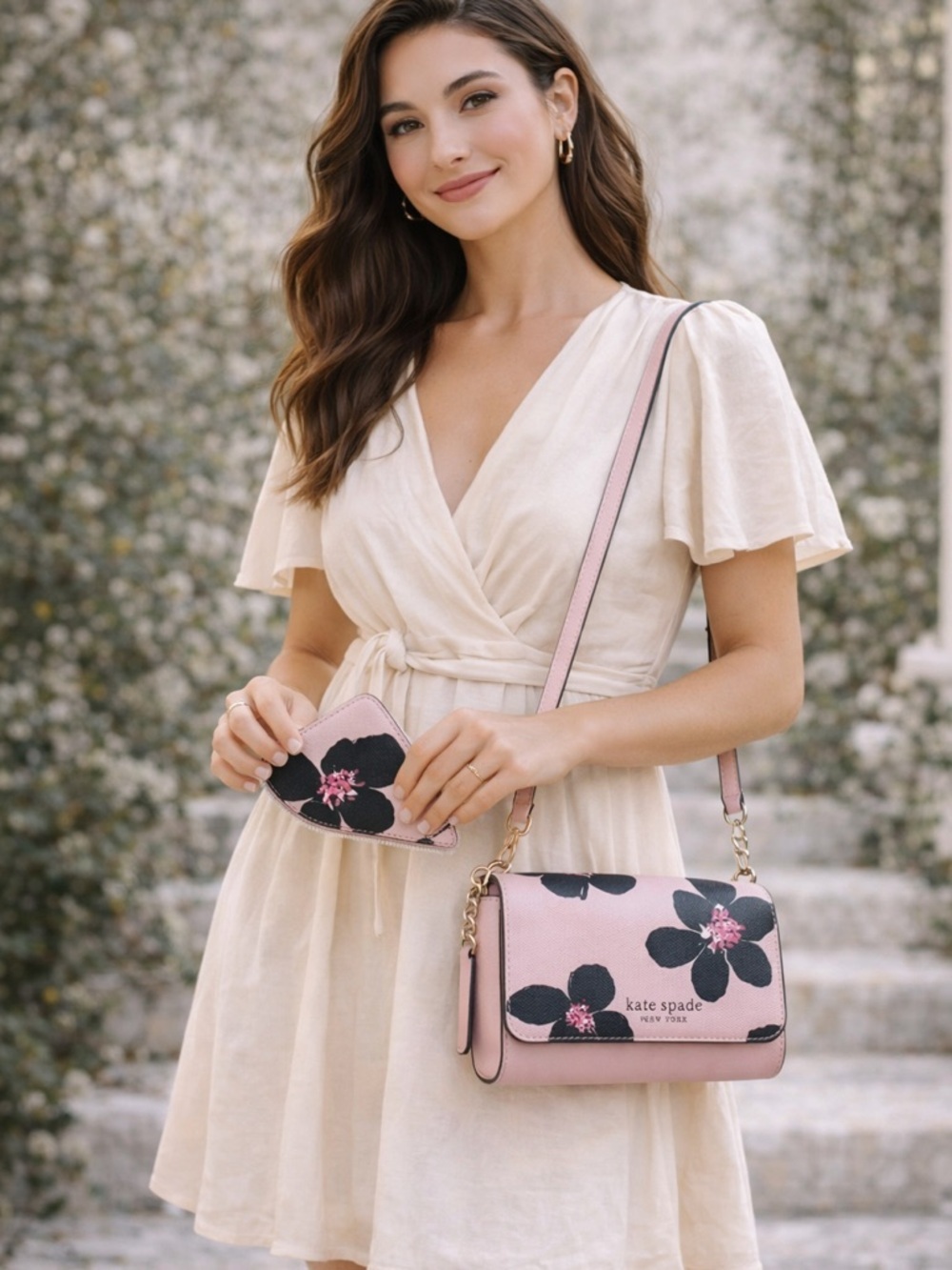 Kate Spade Cameron Grand Flora Crossbody + Matching Wallet Set Feminine - Picture 2 of 9